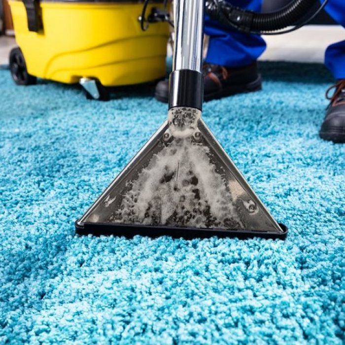 Close-up Of A Person Cleaning Carpet With Vacuum Cleaner